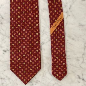 Salvatore Ferragamo Thanksgiving Autumn Leaf Print Silk Neck Tie